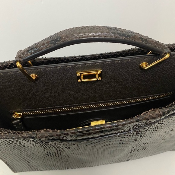 Fendi Peekaboo Fit Dark Brown Python Exotic Leather Bag for Men/Women - Picture 7 of 15